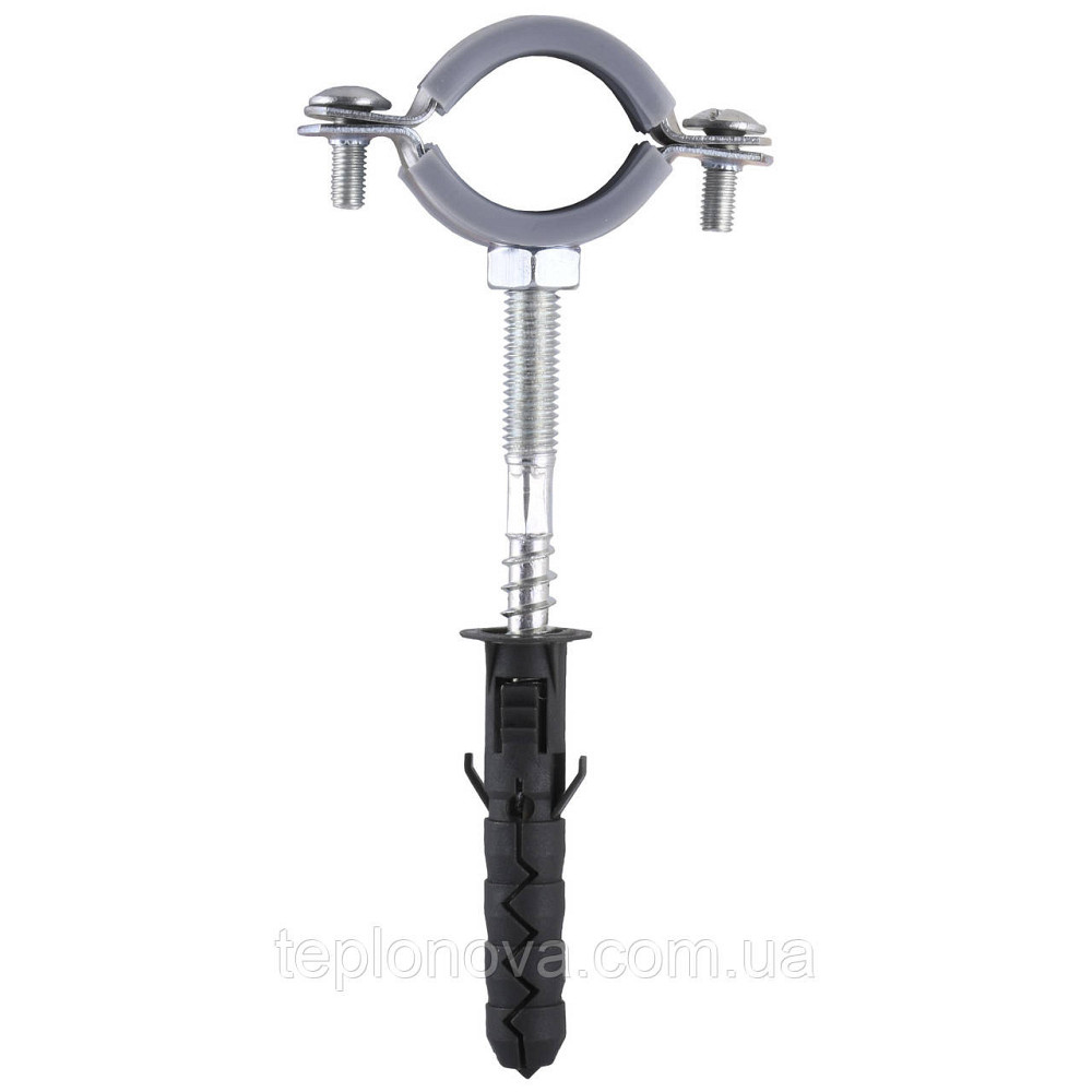 Хомут у складі CR 3/4| (25-30 мм) з гвинтом-шурупом 8*80 і дюбелем у уп., сірий Чернівці - фото 1