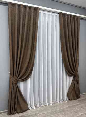Комплект штор VR-Textil Жаккард Viva Marmo № 1783ш Коричневый 150х290 см 2 шт (33-0747) Киев