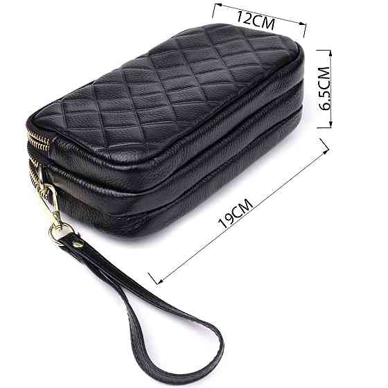 Сумка з натуральної шкіри з трьома відділеннями для жінок Vintage 22890 Чорний Київ