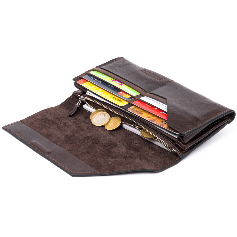 Горизонтальний клатч глянсовий на магніті Шоколадний (GRANDE PELLE) Київ - фото 1