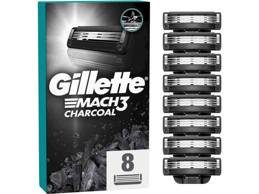 Сменные картриджи 8шт для бритья (лезвия) мужские Mach3 Charcoal ТМ GILLETTE Киев - изображение 1