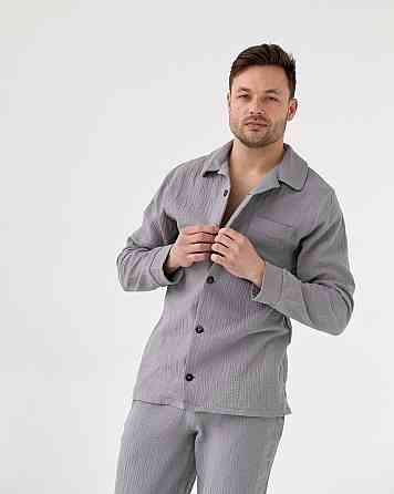 Мужская пижама муслиновая Серый S Харьков