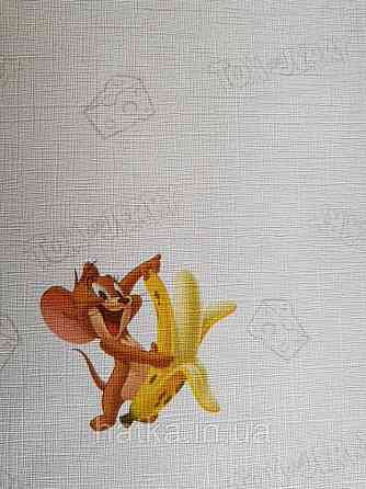 Шпалери вінілові на флізеліні AdaWall Ada Kids метрові дитячі Том і Джеррі сюжети написи на білому Київ