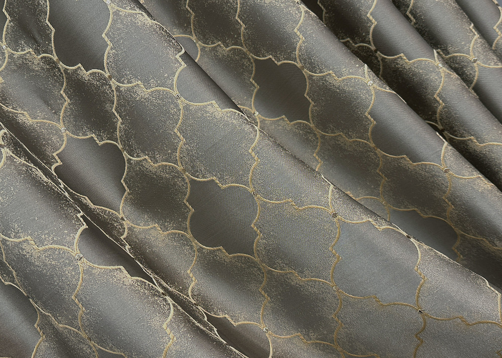 Комплект готовых штор VR-Textil Жаккард SAPFIR № 1755ш Серый с бежевым 150х300 см 2 шт (33-0711) Киев - изображение 6