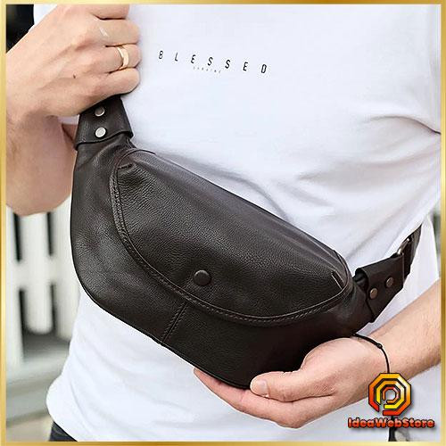 Чоловіча шкіряна бананка, шкіряна сумка бананка через плече, чоловіча шкіряна бананка на пояс коричнева Київ - фото 1