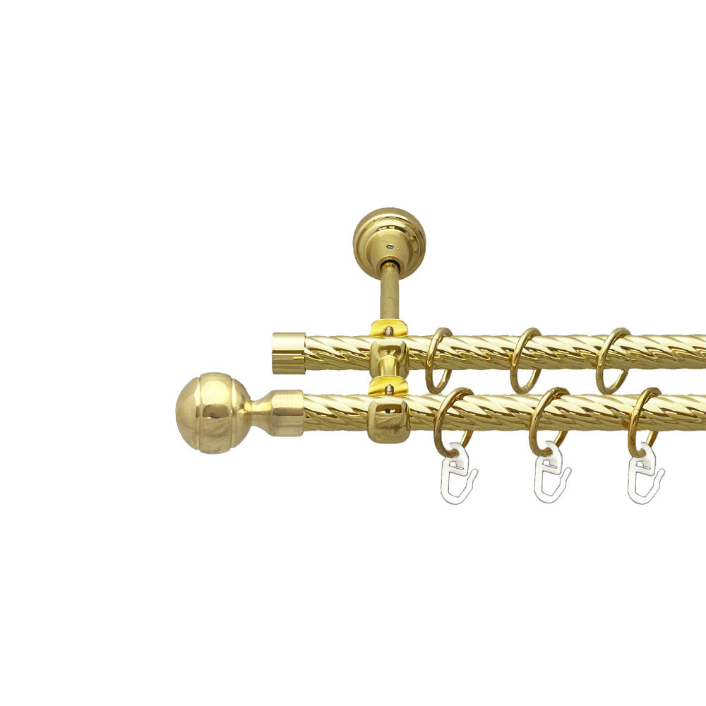 Карниз Orvit Паола металевий дворядний відкритий скручена труба кільце металеве Золото 16\16 мм 200 см Львов - изображение 1