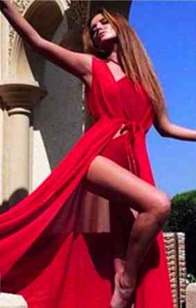 Пляжный халат шифоновый 42 красный Киев