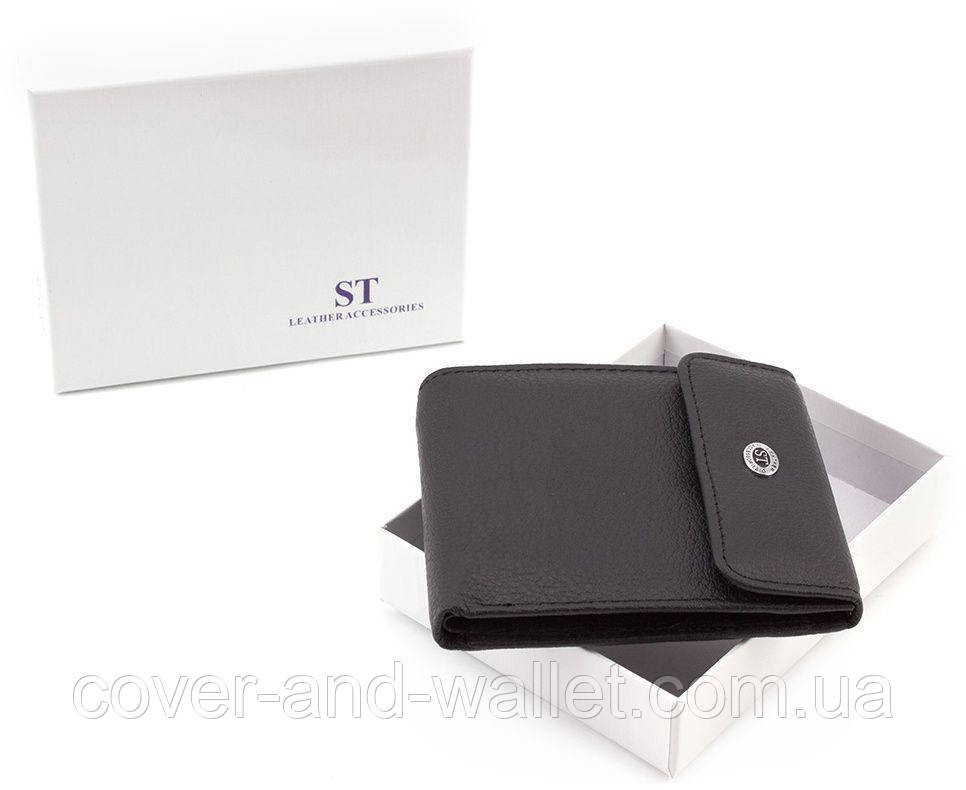 Оригинальный кожаный мужской кошелёк черного цвета ST Leather Киев - изображение 4