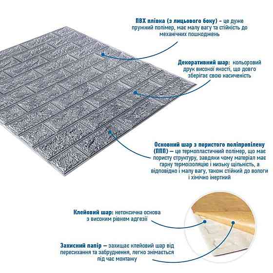 Панель стінова 3D 700х770х2мм Срібло SW-00001908 Київ