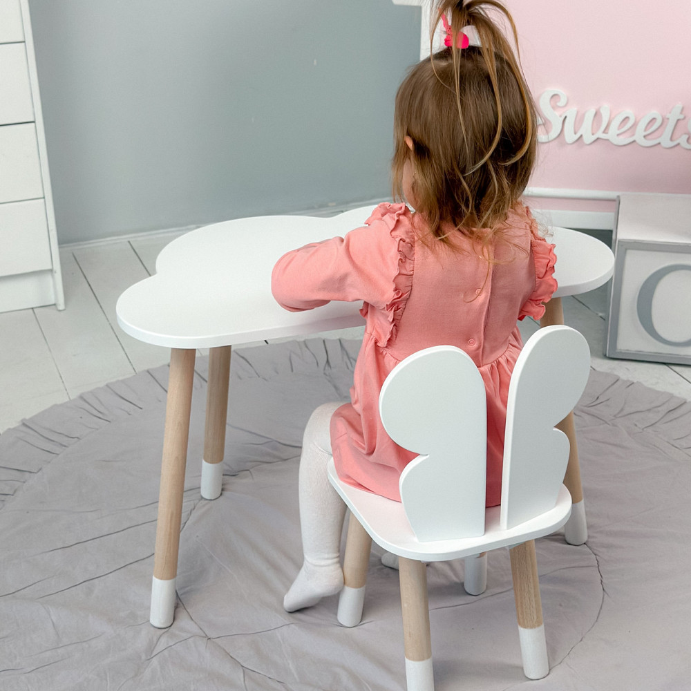 Детский столик и стульчик Столик с нишей для карандашей и разукрашек Стол тучка и стул детский белый бабочка Киев - изображение 5