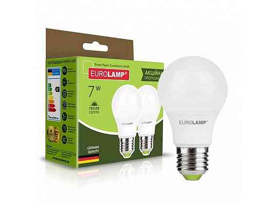 Лампа светодиодная 7W E27 3000K A60 серия ЭКО акция 11 набор (50) ТМ EUROLAMP Киев