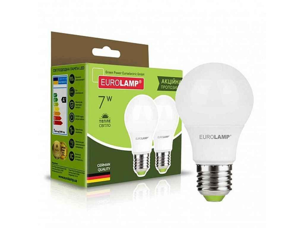 Лампа светодиодная 7W E27 3000K A60 серия ЭКО акция 11 набор (50) ТМ EUROLAMP Киев - изображение 1
