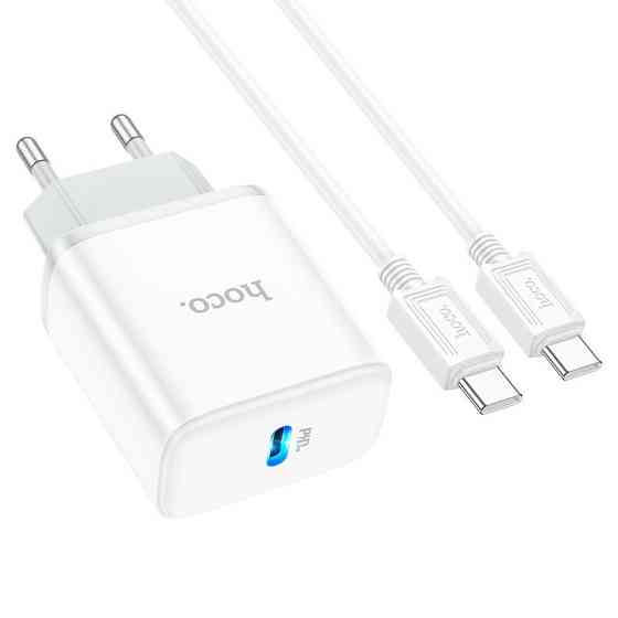 Мережевий зарядний пристрій з кабелем HOCO C104A Stage single port PD20W charger set (Type-C to Type-C) (EU) Одеса
