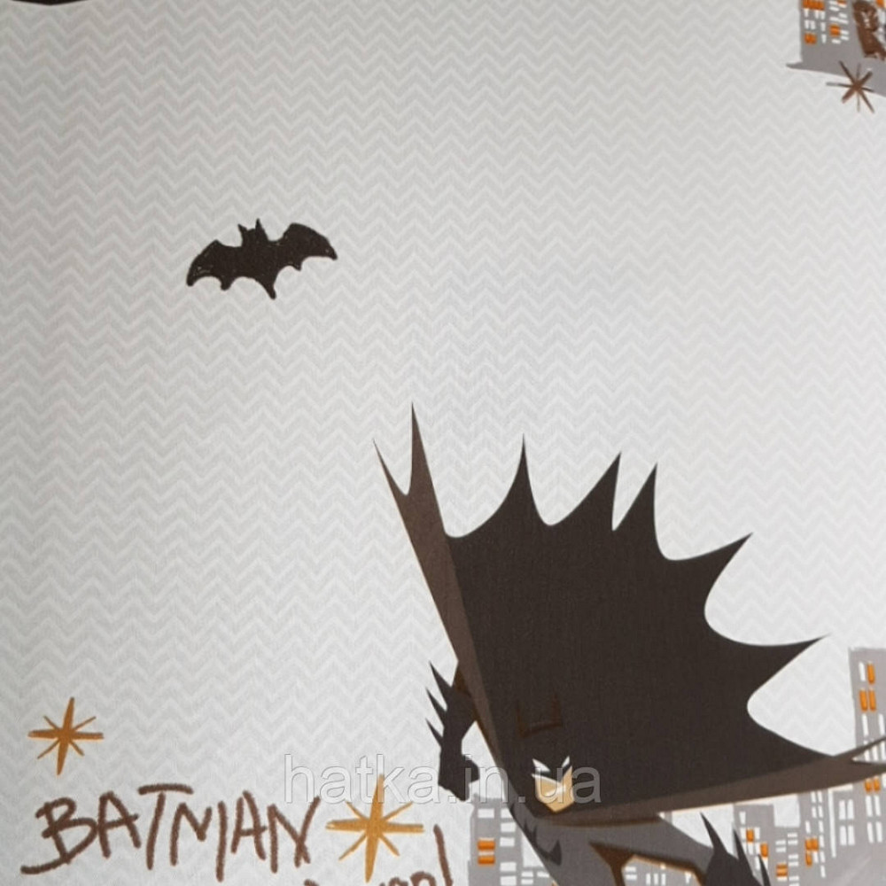 Шпалери вінілові на флізеліні AdaWall Ada Kids метрові дитячі бетмен написи чорний сірий на бежевому Київ - фото 2