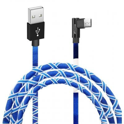 Дата кабель USB 2.0 AM to Micro 5P 1.0m White/Blue Grand-X (FM-08WB) Винница - изображение 1