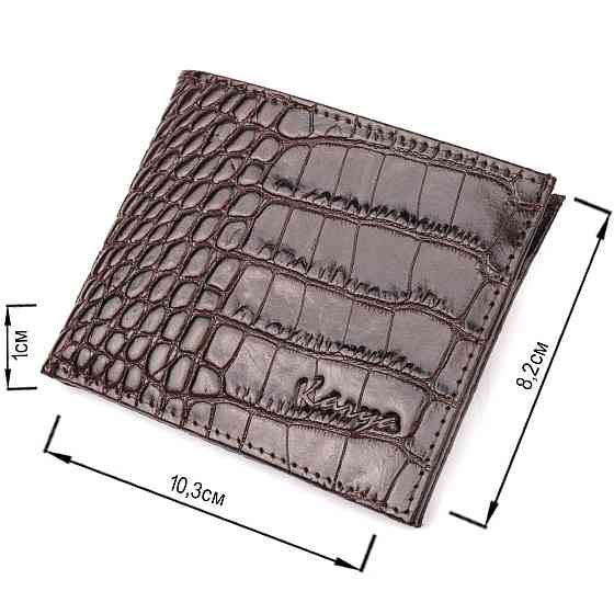 Практичный мужской зажим из фактурной кожи под рептилию KARYA 21050 Коричневый Киев