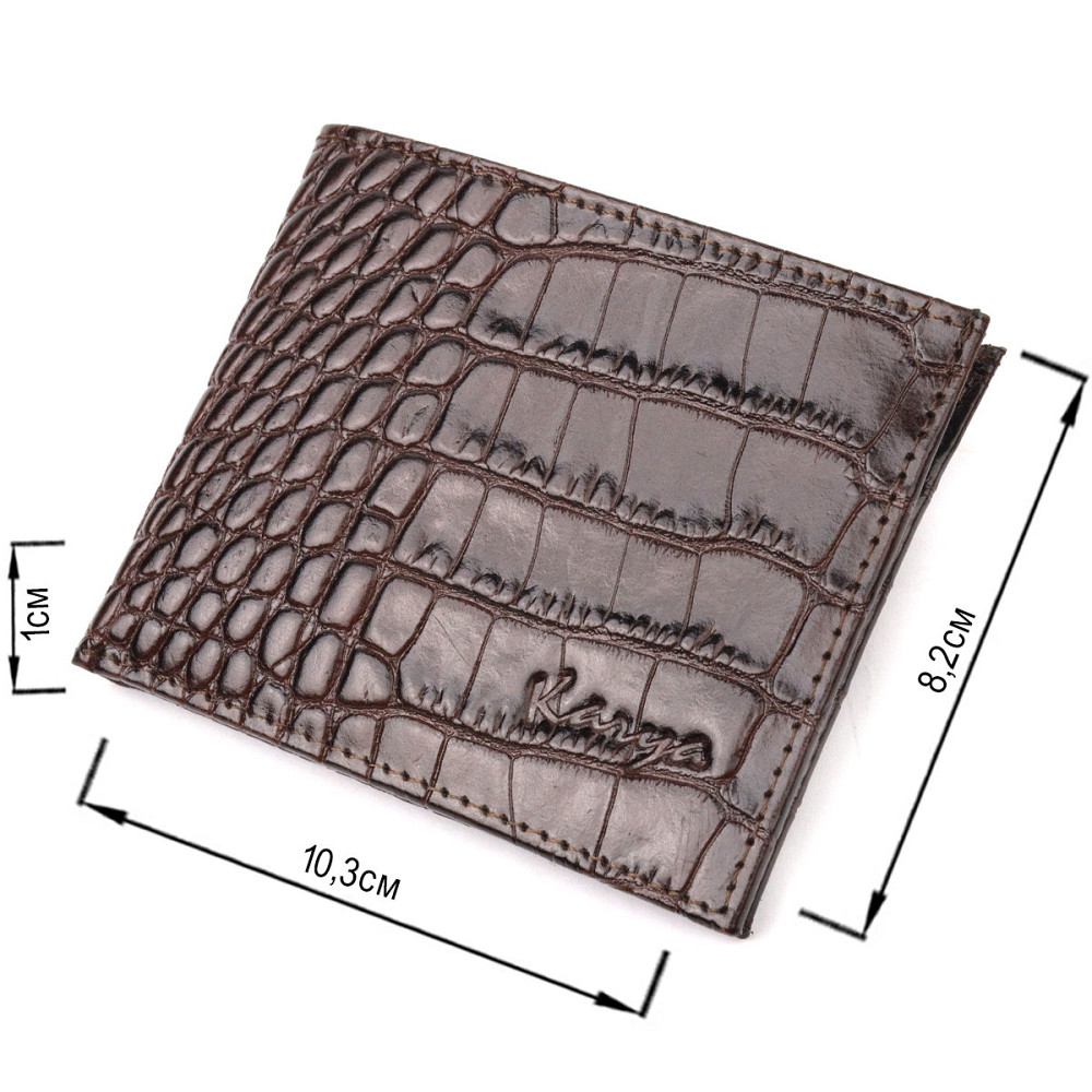 Практичный мужской зажим из фактурной кожи под рептилию KARYA 21050 Коричневый Киев - изображение 3