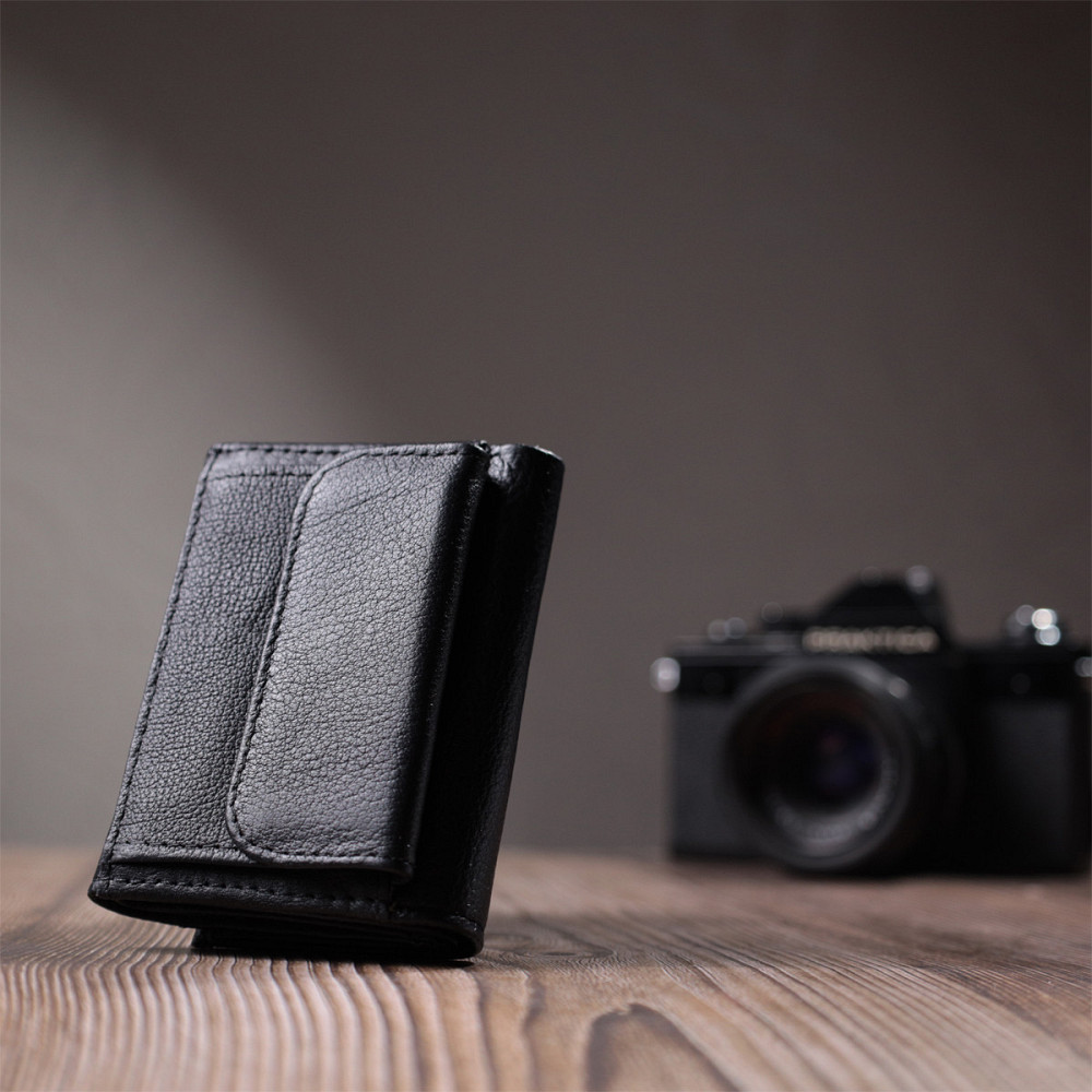 Невелике жіноче портмоне з монетницею з натуральної шкіри ST Leather 22730 Чорний Київ - фото 2