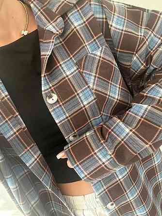 Женская оверсайз рубашка в клетку турецкая фланель Шоколад, 42/48 Одесса