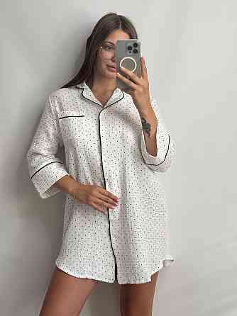 Жіноча муслінова нічна сорочка Чорний горох XS-S Харків