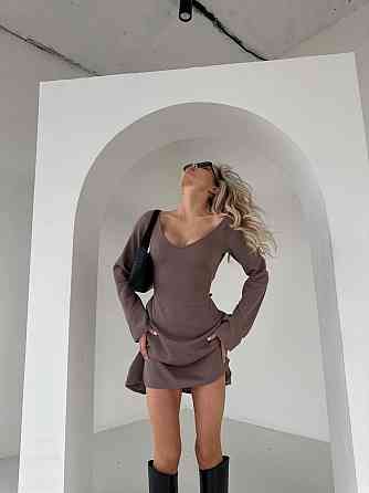 Женская романтичная теплая мини-платье из ангоры-рубчик Мокко, 44/46 Одесса