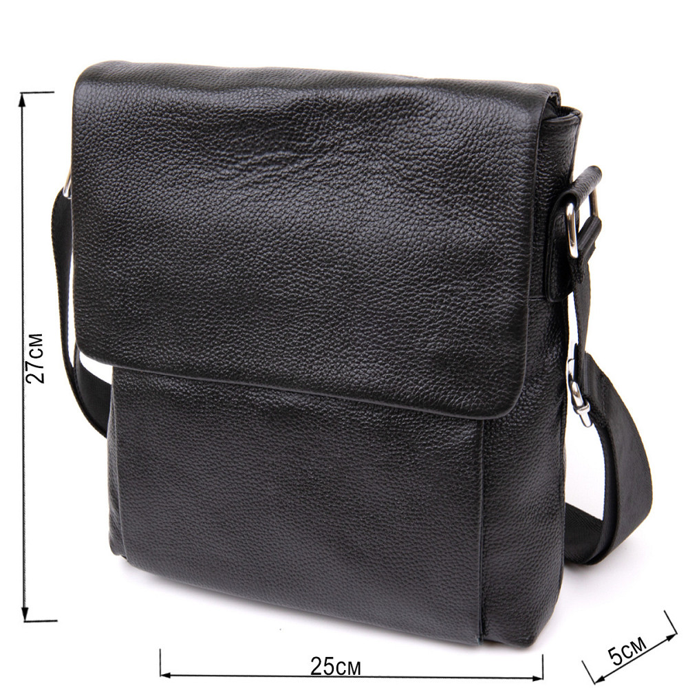 Сумка чоловіча класична з клапаном Чорна (Vintage) Київ - фото 7