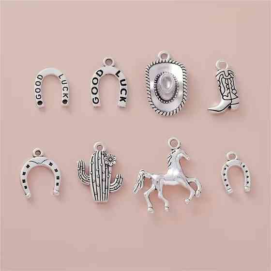 Набор подвесок 18 шт в ковбойском стиле – подковы, кактусы, лошади, аксессуары вестерн Киев