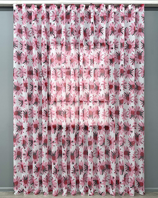 Тюль VR-Textil 1170т Flora Батист Білий з рожевим 400х270 см (42-1400) Київ - фото 2
