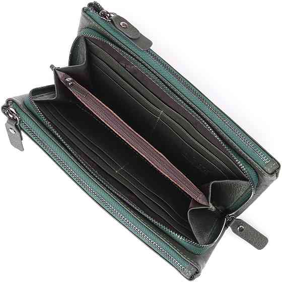 Красивый кожаный кошелек на три отделения ST Leather 23110 Зеленый Киев