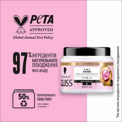 Маска для волос Gliss 4-In-1 Shine Bond-Building Hair Mask 400 мл (9000101726336) Вінниця