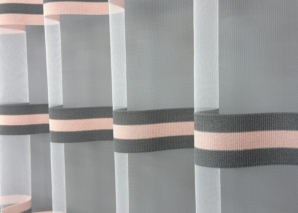 Тюль VR-Textil 1771т Фатин смуги Пудровий з графітовим 400х270 см (40-251) Київ - фото 5