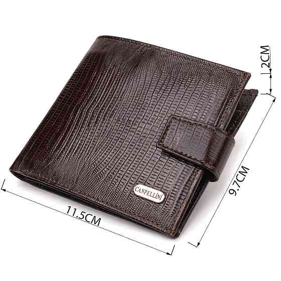 Чоловічий сучасний гаманець горизонтального формату з натуральної шкіри з тисненням CANPELLINI 21757 Коричневий Київ