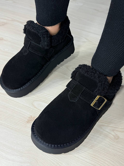 Ботинки женские Hengji 003-1 угги натуральная замша с пряжкой черные, 40, 25 см Киев - изображение 6