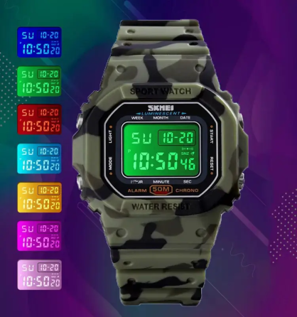 Дитячий наручний годинник Skmei 1608 (Зелений камуфляж) Вінниця