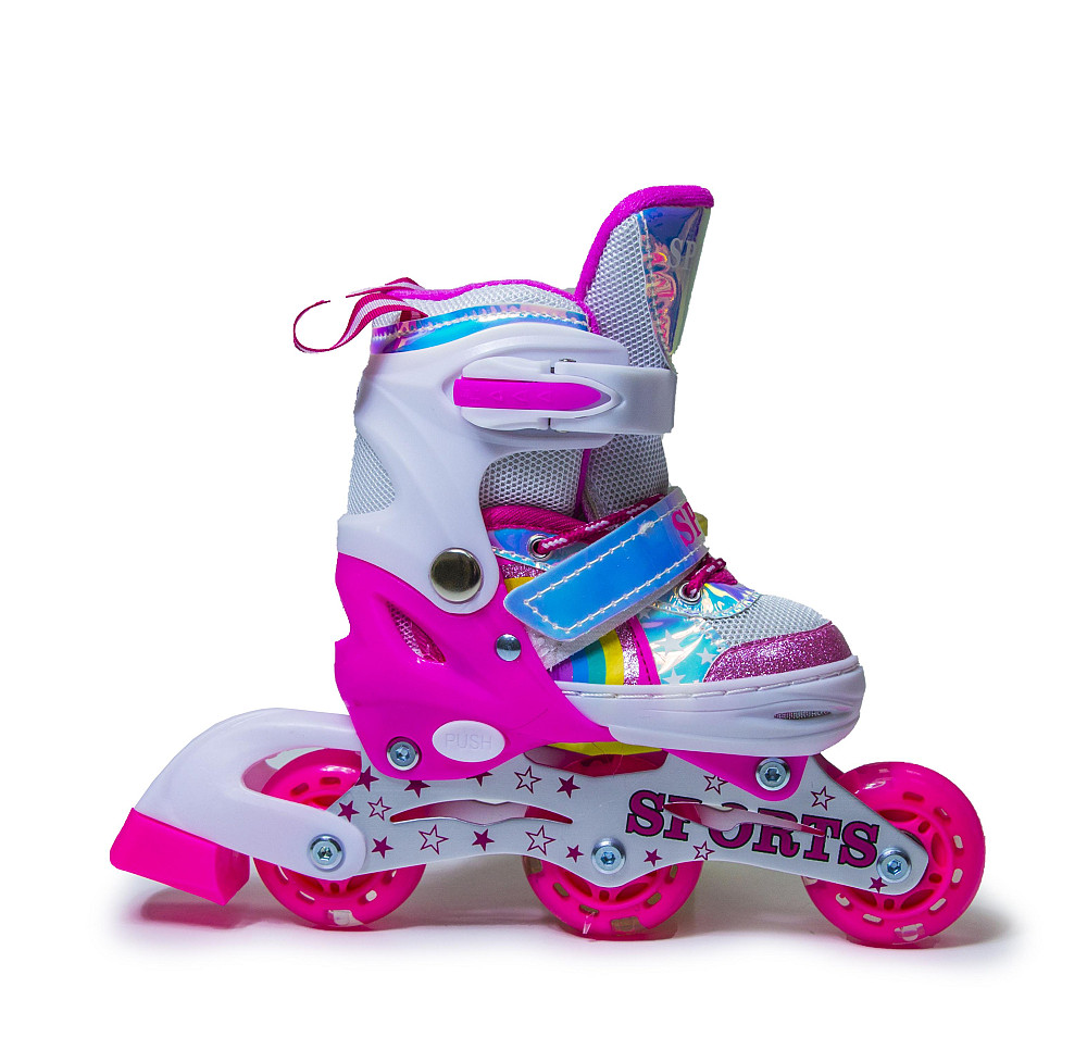 Детские раздвижные ролики Rainbow Scale Sports розовые, размер 26-29. Все колеса светятся Одесса - изображение 5