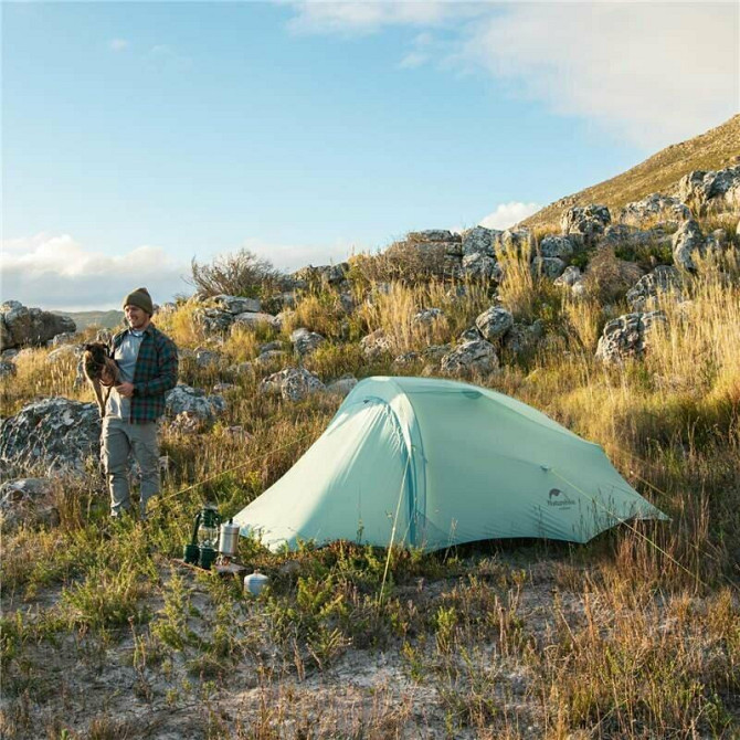 Намет надлегкий двомісний з футпринтом Naturehike Shared 2 NH20ZP091, 20D, блакитний Київ - фото 7
