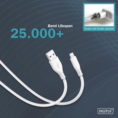 Дата кабель USB 2.0 AM to Lightning 1.0m 12W white Digitus (AK-600108-010-W) Винница - изображение 3