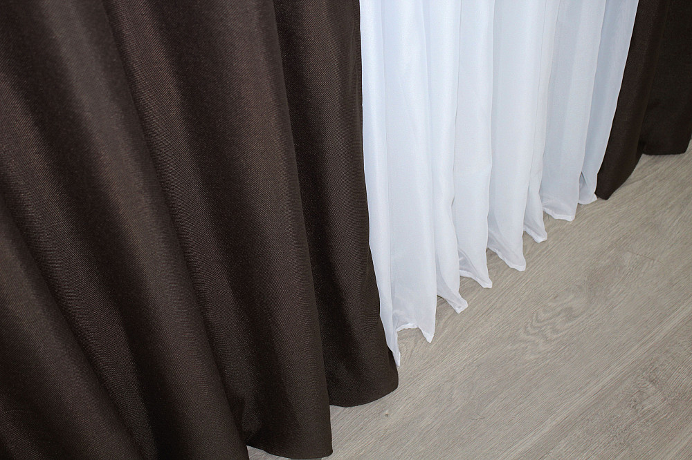 Комплект готовых штор VR-Textil Лен Лен Лен Мешковина № 1189ш Венге 100х270 см 2 шт (31-489) Киев - изображение 7