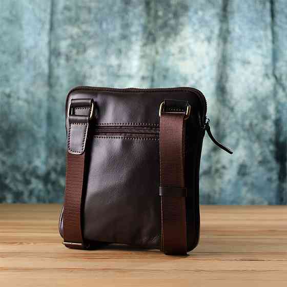 Элегантная мужская сумка из гладкой натуральной кожи Shvigel 23150 Коричневый Киев