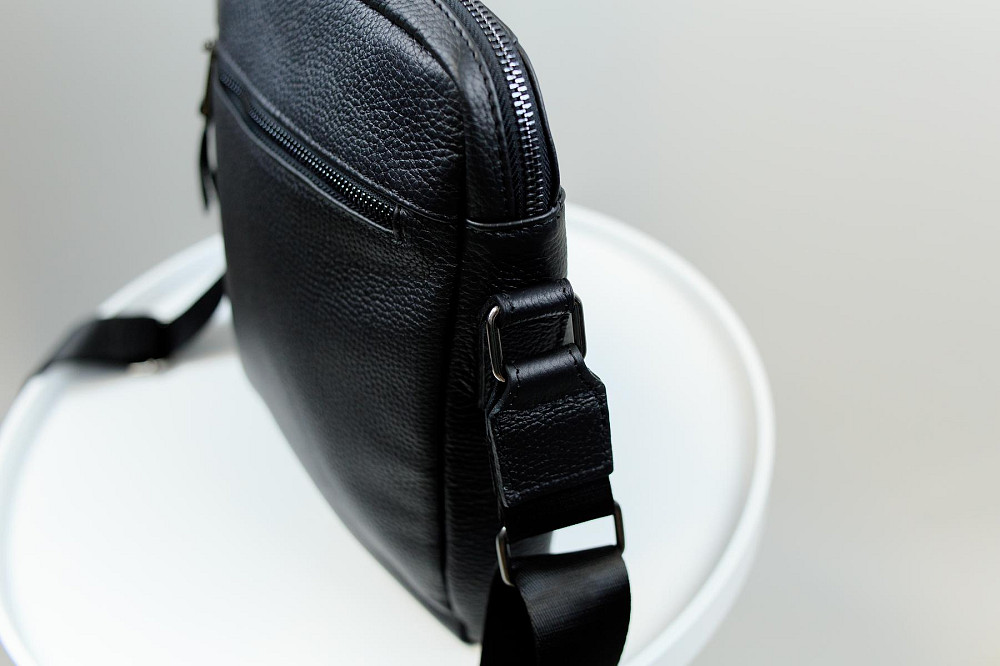 Сумка-мессенджер из натуральной кожи, сумка через плечо мужская SKILL Tablet (Черная) Сумы - изображение 14