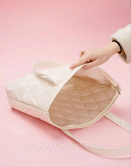 Велика жіноча сумка шопер з екошкіри біла Львов - изображение 2