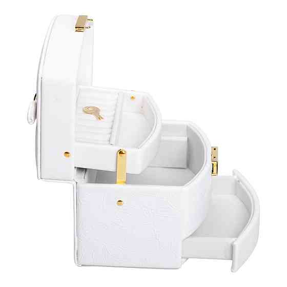 Шкатулка для украшений из эко кожи 3 яруса с замком органайзер для ювелирных изделий HP-5-23W Киев