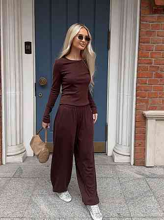 Женский стильный повседневный костюм двойка микродайвинг Шоколад, 44/46 Одесса