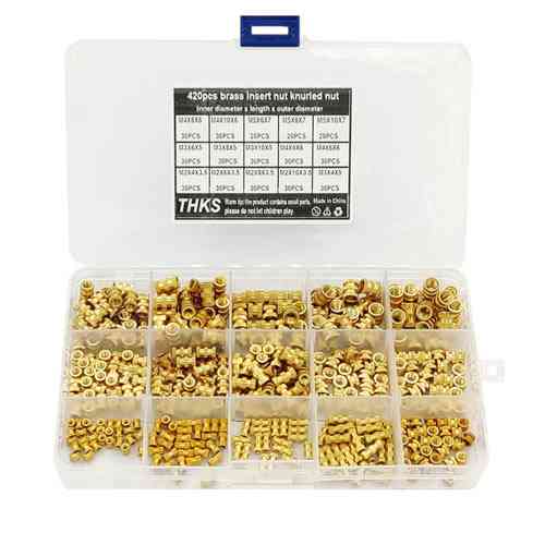 Гайка закладная с накаткой и внутренней резьбой, 420шт, латунная Винница