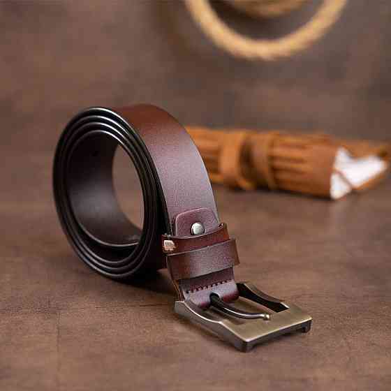 Ремень мужской с классической пряжкой Vintage 20357 Коричневый Киев