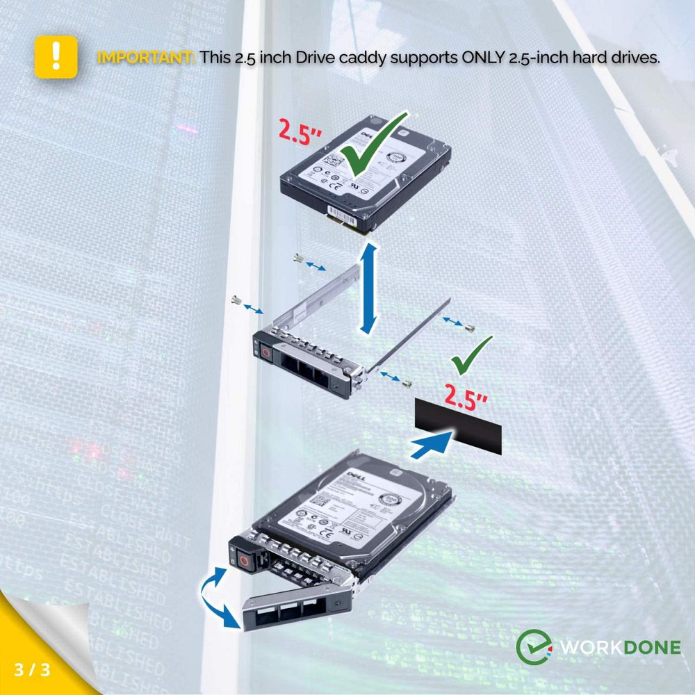 Лоток для HDD/SSD WORKDONE 2.5" для серверів Dell PowerEdge (14th/15th Gen), сумісний з DXD9H, для NVMe/SAS/SATA Київ - фото 8