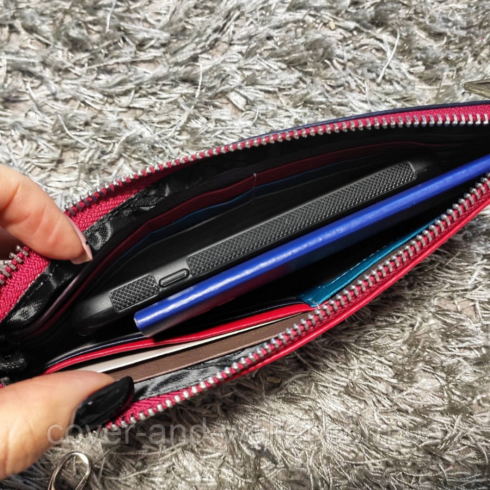 Тонкий кожаный женский кошелек клатч на молнии с ремешком Marco Coverna 88806 Киев - изображение 7