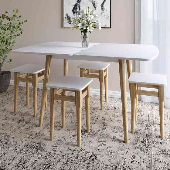 Деревянный раскладной обеденный стол LION Майами-3 Нимфея Альба (белый) 90х60/90х120 (LION-041272) ТОП Львов