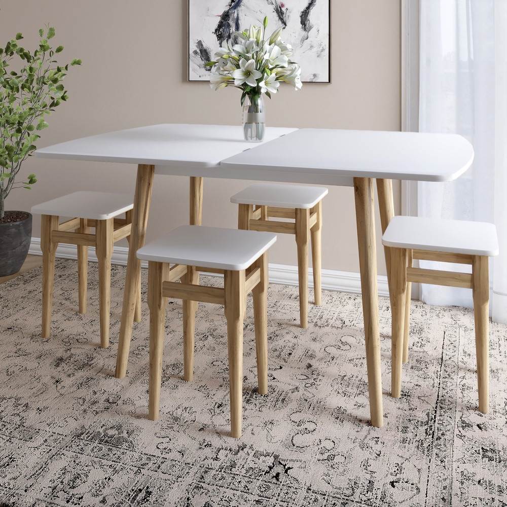 Дерев'яний розкладний обідній стіл LION Маямі-3 Німфея Альба (білий) 90х60/90х120 (LION-041272) ТОП Львів - фото 1