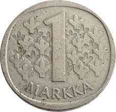 Монета 1 марка, 1969-1993 год, Финляндия.(БЖ) Полтава